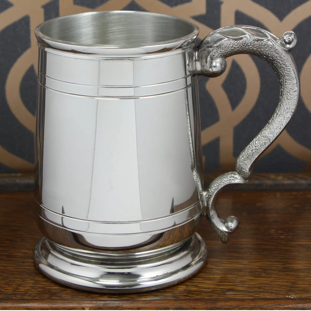 1 Pint* Pewter Beer Mug Tankard With Elegant Handle