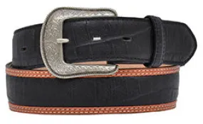 3D Men's Black Distressed  Caiman Belt