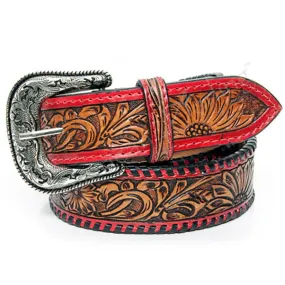 American Darling Red Tooled Belt