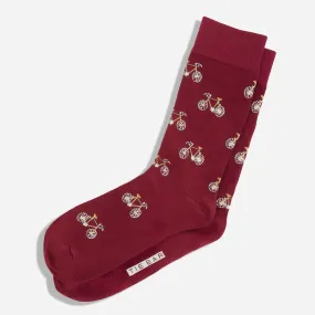 Bicycle Ride Burgundy Dress Socks