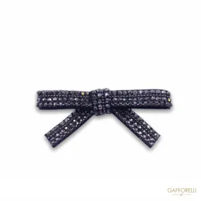 Bow-shaped Brooch with Ribbon Base and Thermo-adhesive Glitter A483 - Gafforelli Srl