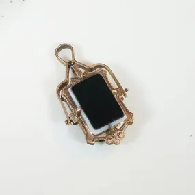 Elegant Agate & Gold Locket Spinner Fob