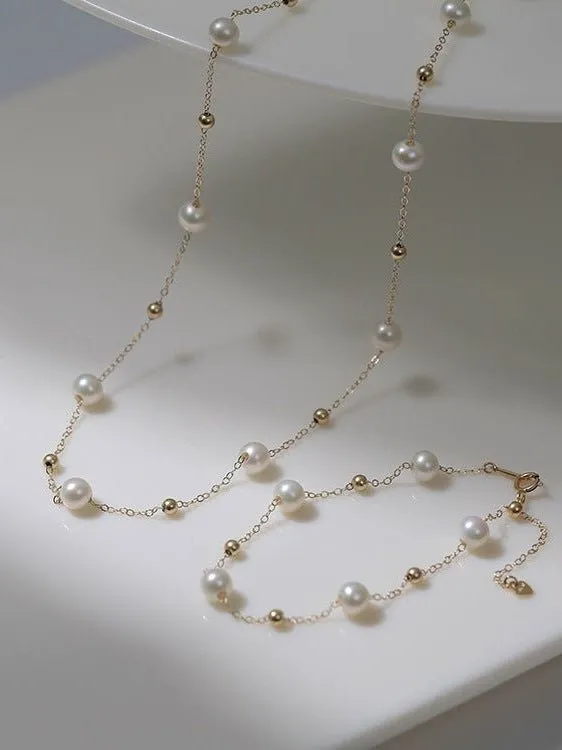 Elegant Stardust Pearl Chain Necklace