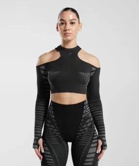 Gymshark Apex Limit Crop Top - Black/Light Grey