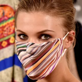 Multi Colored Stripe Print Face Mask